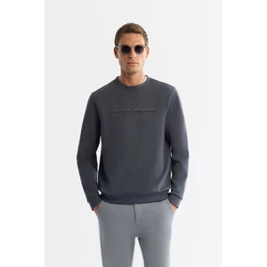 Avva Erkek Antrasit Bisiklet Yaka Pamuklu Baskılı Elastan Regular Fit Sweatshirt A42Y1221