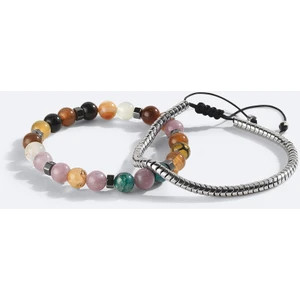 Erkek Antrasit Hematit Taşlı 2'li Bileklik A42y9607