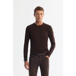 Avva Erkek Kahverengi Bisiklet Yaka Tüylenmeyen Triko Regular Fit Kazak E005000