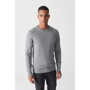 Avva Erkek Gri Bisiklet Yaka Tüylenmeyen Triko Regular Fit Kazak E005000