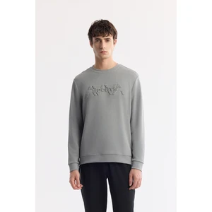 Avva Erkek Gri Bisiklet Yaka Baskılı Soft Touch Regular Fit Sweatshirt A51Y1231