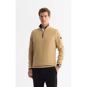 Avva Erkek Bej Dik Yaka Fermuarlı Soft Touch Polar Regular Fit Sweatshirt E001068