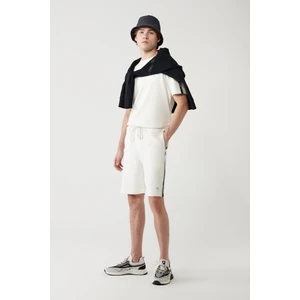 Avva Erkek Beyaz Yandan Cepli Baskılı Soft Touch Regular Fit Şort A41Y3645