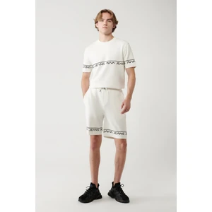 Avva Erkek Beyaz Yandan Cepli Baskılı Soft Touch Regular Fit Şort A41Y3646