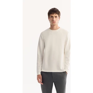 Avva Erkek Ekru Bisiklet Yaka Viskon Karışımlı Bi-Stretch Basic Regular Fit Sweatshirt B001081