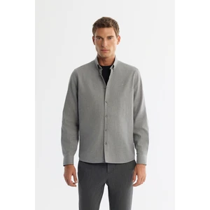 Avva Erkek Gri Düğmeli Yaka %100 Pamuk Regular Fit Gömlek B002033