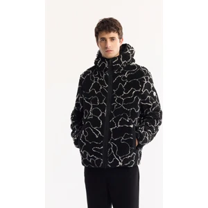 Avva Erkek Siyah Kapüşonlu Çift Taraflı Rüzgar Geçirmez Peluş Regular Fit Mont A52Y6116