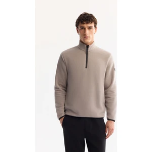 Avva Erkek Gri Dik Yaka Fermuarlı Soft Touch Polar Regular Fit Sweatshirt E001068