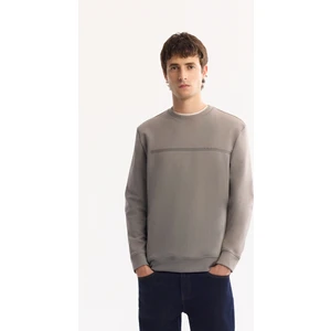 Avva Erkek Gri Bisiklet Yaka Pamuklu Bi-Stretch Baskılı Regular Fit Sweatshirt A52Y1325
