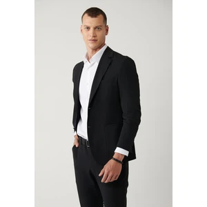 Avva Erkek Siyah Astarsız Su İtici Bi-Stretch Lightweight Comfort Slim Fit Ceket A41Y4030