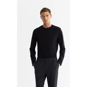 Erkek Siyah Bisiklet Yaka Pamuklu Basic Regular Fit Sweatshirt A42Y1350