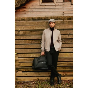 Erkek Açık Gri Bomber Yaka Fermuarlı Süet Mont A32Y6040