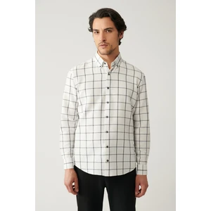 Avva Erkek Beyaz Kolay Ütülenebilir Gofreli Ekose Regular Fit Gömlek A41Y2125