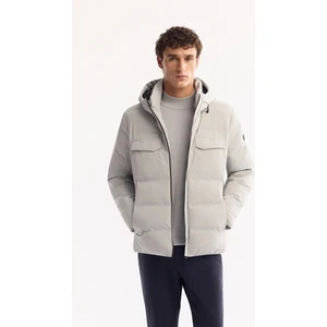 Avva Erkek Gri Kapüşonlu %100 Kaz Tüyü Su İtici Rüzgar Geçirmez -7°CDayanıklı Şişme Mont A52Y6115