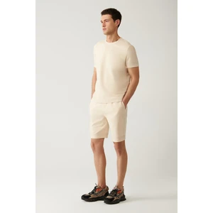 Avva Erkek Bej Jersey Kumaş 2 İplik Yandan Cepli Örme Regular Fit Şort A41Y3622