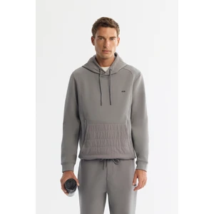 Avva Erkek Gri Kapüşonlu Baskılı Elastan Regular Fit Sweatshirt A42Y1262