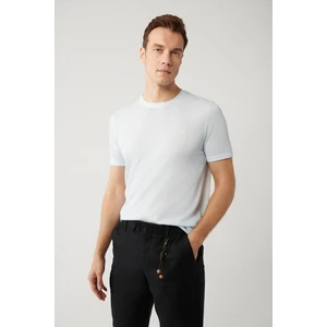 Avva Erkek Açık Mavi Bisiklet Yaka Triko Regular Fit T-Shirt A41Y5074