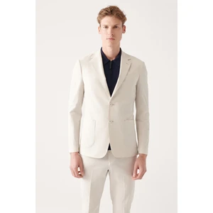 Erkek Açık Gri Gofre Dokulu Astarsız Çıft Yırtmaçlı Ceket A31Y4012