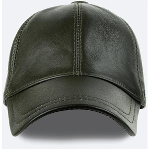 Erkek Haki %100 Deri Spor Şapka A42Y9285