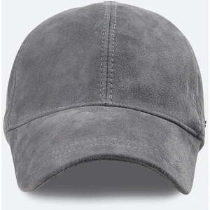 Erkek Gri %100 Süet Deri Spor Şapka A42Y9286
