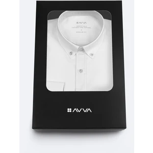 Avva Erkek Beyaz Düğmeli Yaka Hediye Kutulu %100 Pamuk Basic Regular Fit Gömlek B002034
