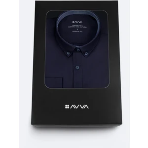 Avva Erkek Lacivert Düğmeli Yaka Hediye Kutulu %100 Pamuk Basic Regular Fit Gömlek B002034