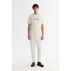 Avva Erkek Beyaz Klasik Bel Jersey Pamuklu Carrot Fit Pantolon A42Y3061