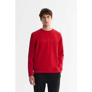 Avva Erkek Kırmızı Bisiklet Yaka Pamuklu Baskılı Elastan Regular Fit Sweatshirt A42Y1227