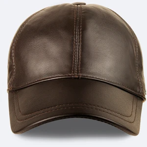 Erkek Kahverengi %100 Deri Spor Şapka A42Y9285