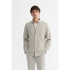 Avva Erkek Gri Düğmeli Yaka Kolay Ütülenir Comfort Fit Gömlek A42Y2018