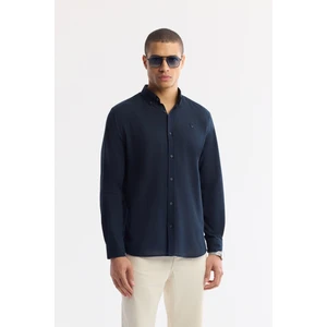 Avva Erkek Lacivert Düğmeli Yaka %100 Pamuk Regular Fit Gömlek A51Y2206