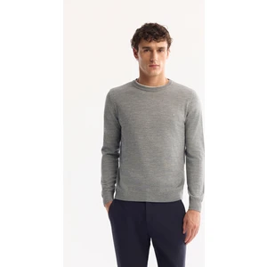 Avva Erkek Gri Bisiklet Yaka Yün Karışımlı Triko Regular Fit Kazak B005013
