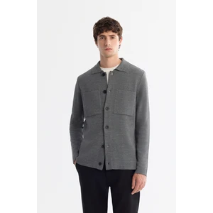 Avva Erkek Gri Polo Yaka Düğmeli Yün Karışımlı Regular Fit Hırka A42Y5048