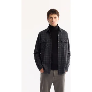 Avva Erkek Antrasit Klasik Yaka Soft Touch Kolay Ütülenen Ekoseli Comfort Fit Gömlek Ceket A52Y2110