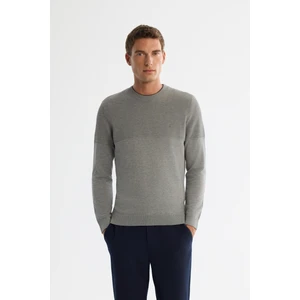 Avva Erkek Gri Bisiklet Çift Yaka Dokulu Pamuklu Triko Regular Fit Kazak A42Y5190