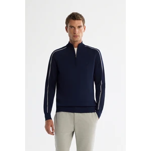 Avva Erkek Lacivert Fermuarlı Dik Yaka Rayon Triko Regular Fit Kazak A42Y5005