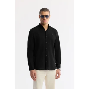 Avva Erkek Siyah Düğmeli Yaka %100 Pamuk Regular Fit Gömlek A51Y2206