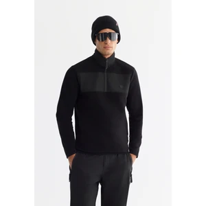 Avva Erkek Siyah Soğuğa Dayanıklı Fermuarlı Dik Yaka Polar Regular Fit Sweatshirt A42Y1380