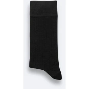 Erkek Siyah Merserize Karışımlı Fitilli Soket Çorap A42Y8517