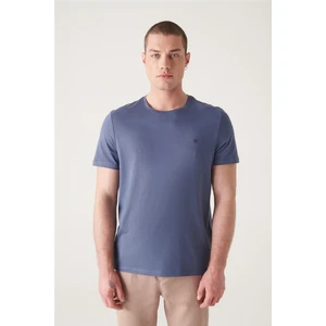 Avva Erkek İndigo Bisiklet Yaka Soft Touch Basic Regular Fit T-Shirt B001171