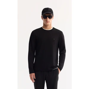 Avva Erkek Siyah Bisiklet Yaka Viskon Karışımlı Bi-Stretch Basic Regular Fit Sweatshirt B001081