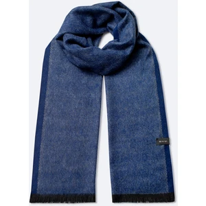 Erkek Lacivert Viskon Karışımlı Püsküllü Desenli Şal A42y9400