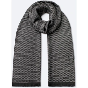 Erkek Siyah Viskon Karışımlı Püsküllü Desenli Şal A42y9401