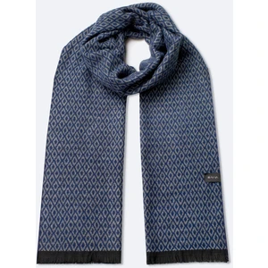 Erkek Lacivert Viskon Karışımlı Püsküllü Desenli Şal A42y9401