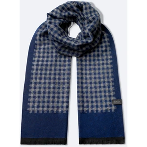 Erkek Lacivert Viskon Karışımlı Püsküllü Desenli Şal A42y9407