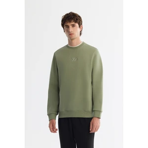 Avva Erkek Yeşil Bisiklet Yaka Pamuklu Şardonlu Baskılı Regular Fit Sweatshirt B001033