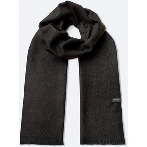 Erkek Siyah-kahverengi Viskon Karışımlı Püsküllü Desenli Şal A42y9405