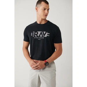 Erkek Antrasit Bisiklet Yaka Baskılı Soft Touch Regular Fit T-shirt A41y1138