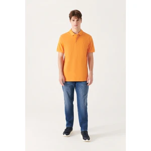 Erkek Turuncu Basic Pamuklu Polo Yaka T-shirt E001004