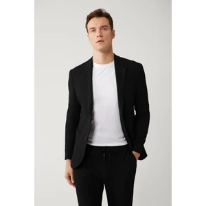 Avva Erkek Siyah Yırtmaçlı Astarsız Bi-Stretch Kumaş Blazer Comfort Slim Fit Ceket A41Y4032